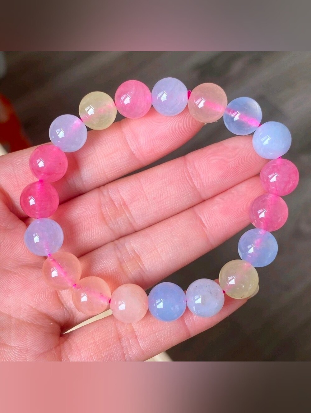 10mm Natural Color Tourmaline Crystal Beads Bracelet